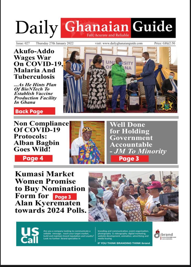 The Daily Ghanaian Guide, Thursday, 27th January, 2022 Ghana News Stand