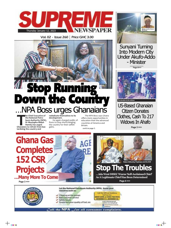 Supreme, Thursday, January 12, 2023 Ghana News Stand